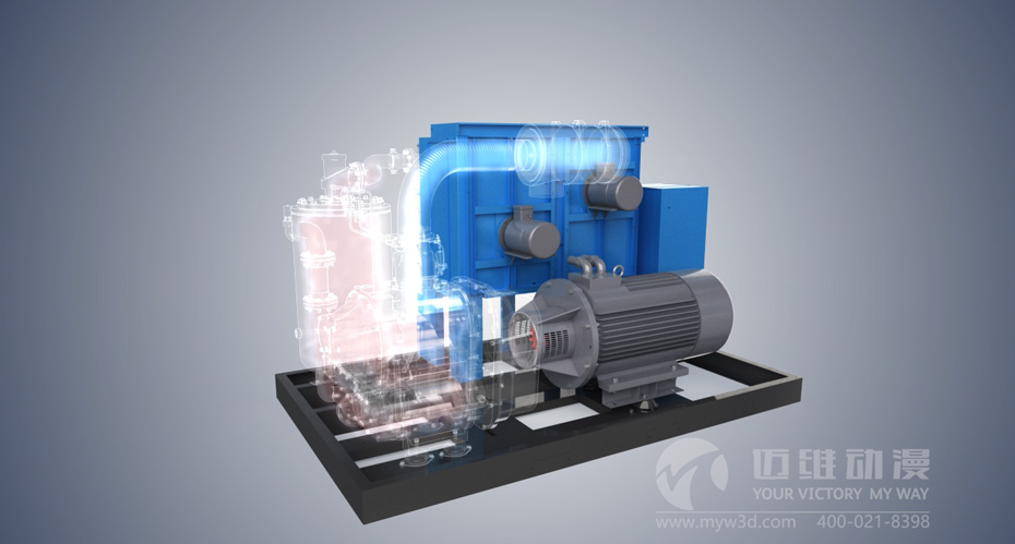 双螺杆压缩机三维动画 双螺杆压缩机三维动画