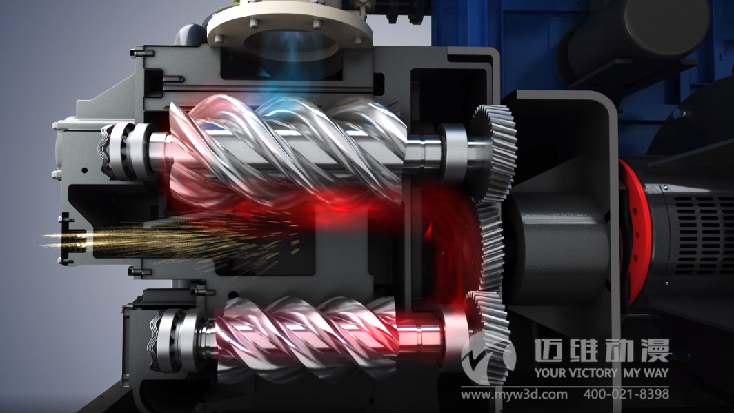 双螺杆压缩机产品演示三维动画(图1) 双螺杆压缩机产品演示三维动画(图1)