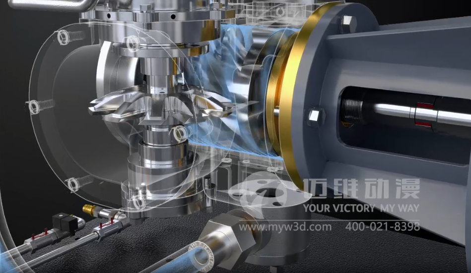 水润滑空压机三维动画展示(图2) 水润滑空压机三维动画展示(图2)