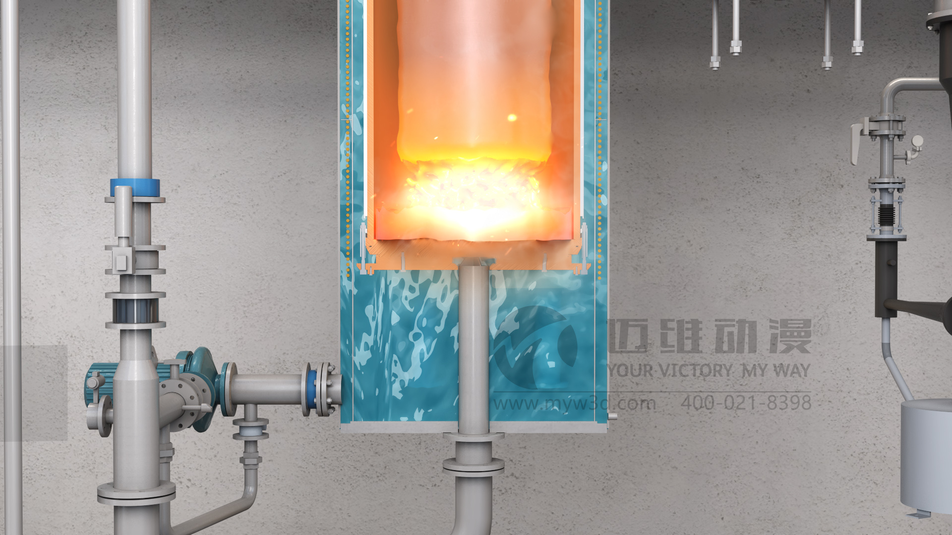 真空自耗-特钢冶炼工艺三维动画展示(图3) 真空自耗-特钢冶炼工艺三维动画展示(图3)