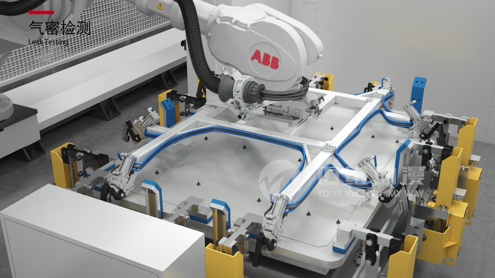 电池盒智能工艺线三维动画展示(图5) 电池盒智能工艺线三维动画展示(图5)